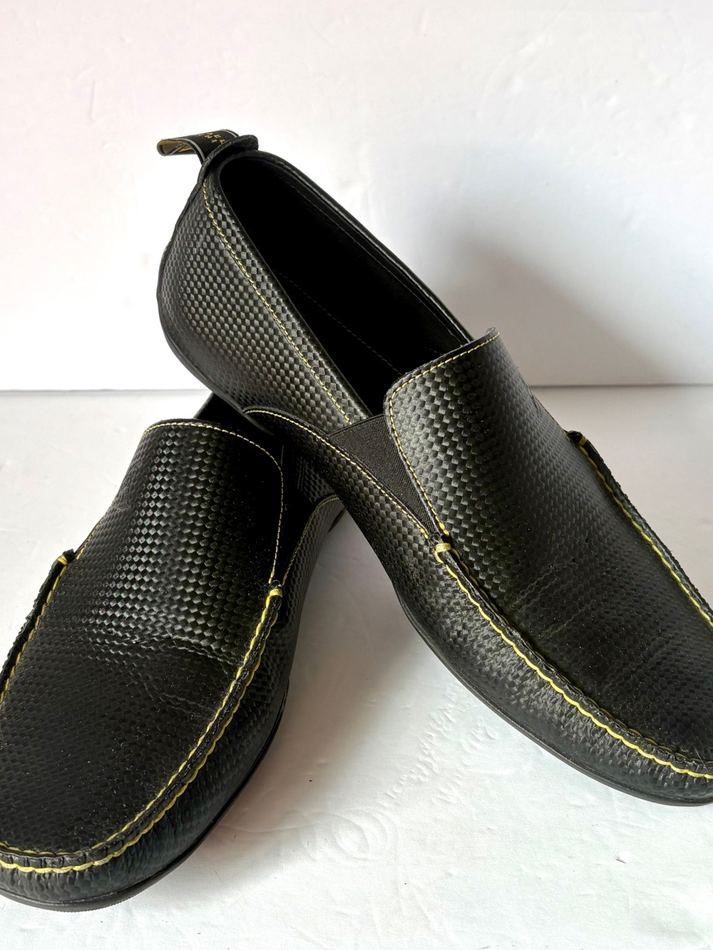 Michael Toschi Mens Onda Loafer Size 9 Black Carbon Fiber Leather Driving Shoe